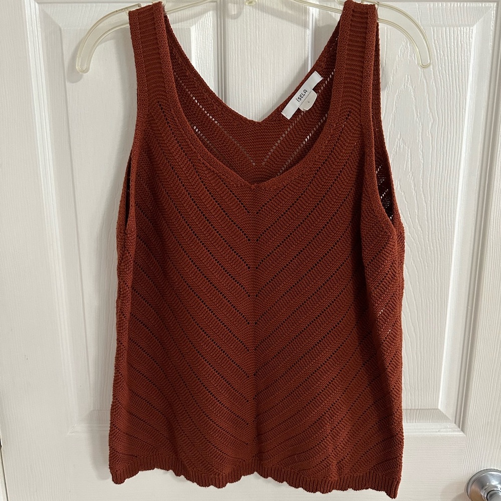 Women's Rust Knit Tank Top by iSELA Size L NWOT